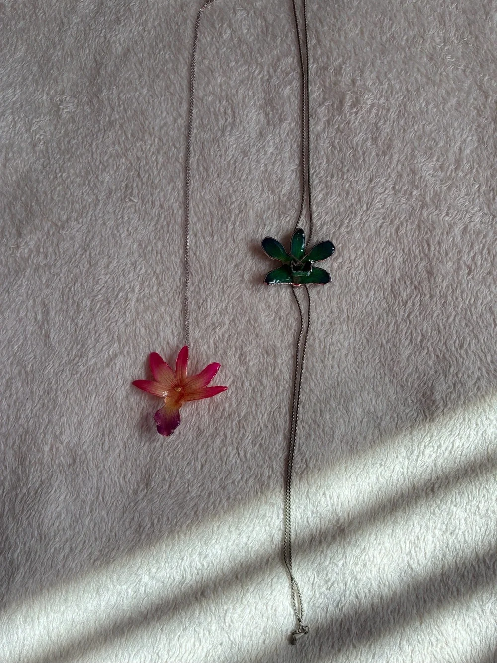 Floral Pendant Necklaces in Pink and Green — Women’s Jewelry real flowers dipped